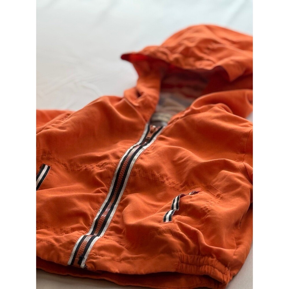 Zip Up, Boy’s Hooded Orange Jacket/Coat (Size 12 Months), Striped Interior